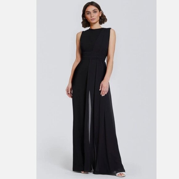 One33 Social The Kylie Draped Scarf Jumpsuit Size 6 Black - Picture 1 of 7